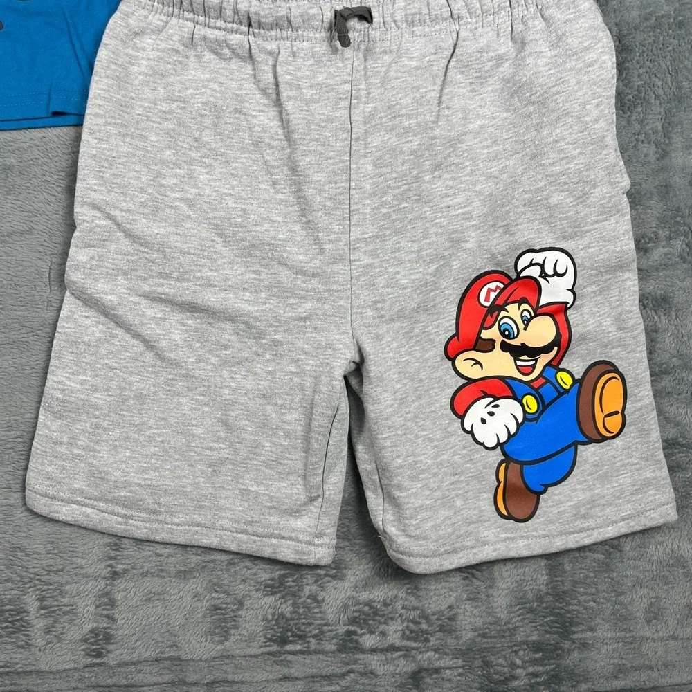 Super Mario Boys 2 Piece T-Shirt and Shorts Set Blue Gray Graphic Size 10/12